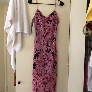 Beautiful, long, elegant dark pink floral dress